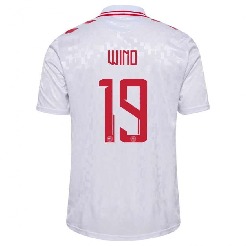 Kinder Dänemark Jonas Wind #19 Weiß Auswärtstrikot Trikot 24-26 T-Shirt Belgien
