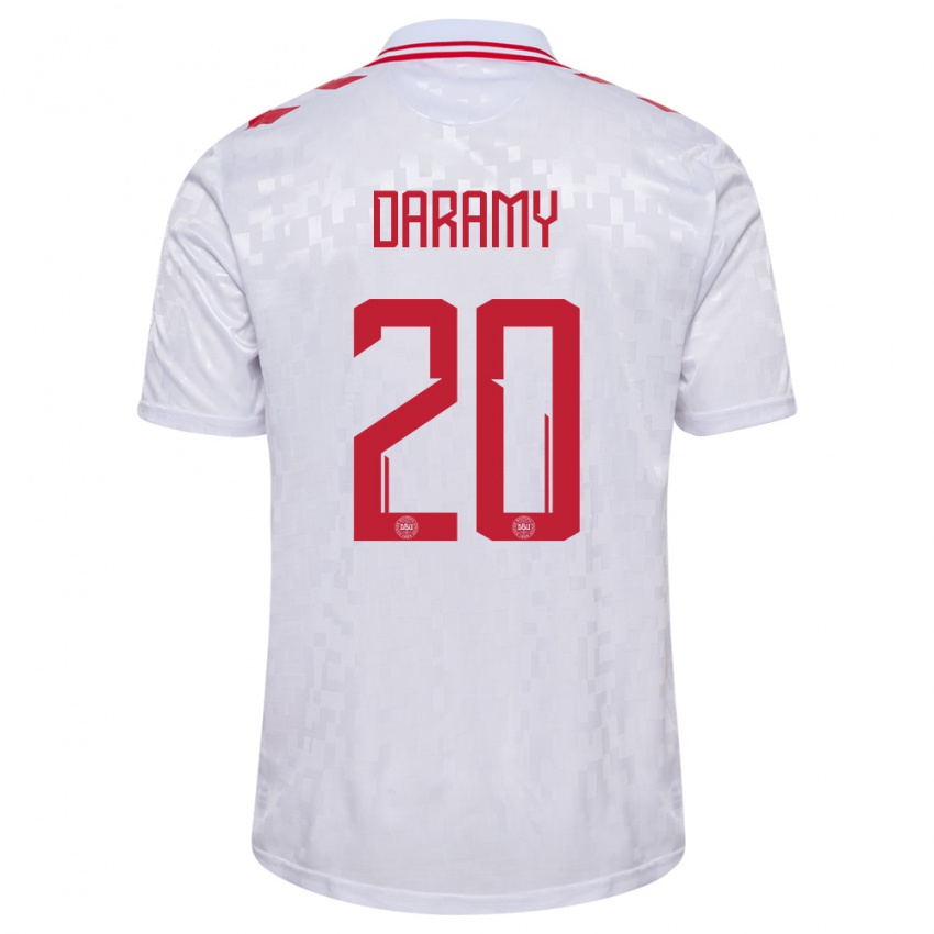 Kinder Dänemark Mohamed Daramy #20 Weiß Auswärtstrikot Trikot 24-26 T-Shirt Belgien