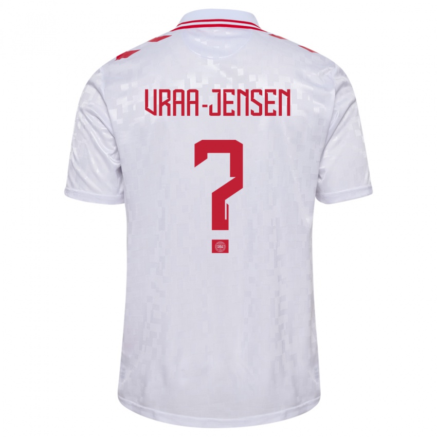 Kinder Dänemark Ludwig Vraa-Jensen #0 Weiß Auswärtstrikot Trikot 24-26 T-Shirt Belgien