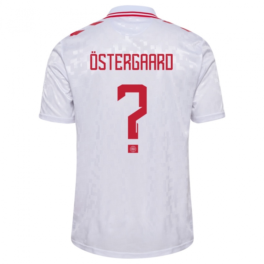 Kinderen Denemarken Christian Östergaard #0 Wit Uitshirt Uittenue 24-26 T-Shirt België