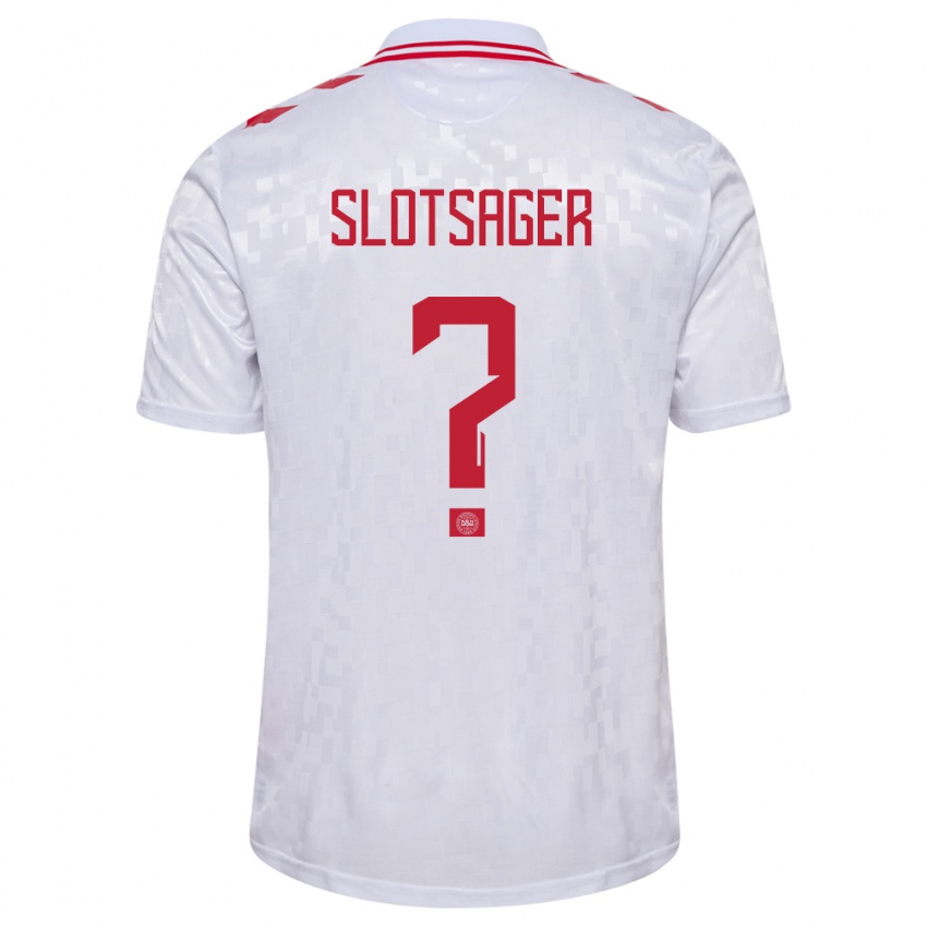 Kinderen Denemarken Tobias Slotsager #0 Wit Uitshirt Uittenue 24-26 T-Shirt België