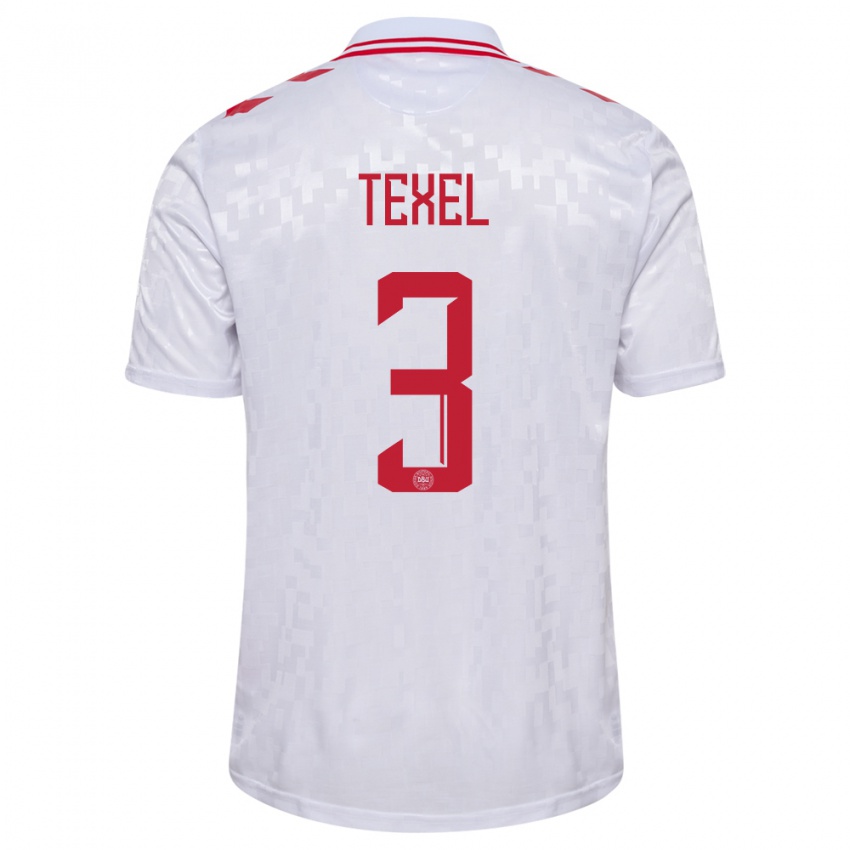 Kinder Dänemark Pontus Texel #3 Weiß Auswärtstrikot Trikot 24-26 T-Shirt Belgien