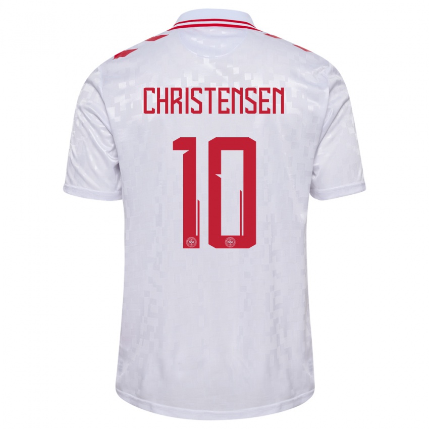Kinderen Denemarken Gustav Christensen #10 Wit Uitshirt Uittenue 24-26 T-Shirt België