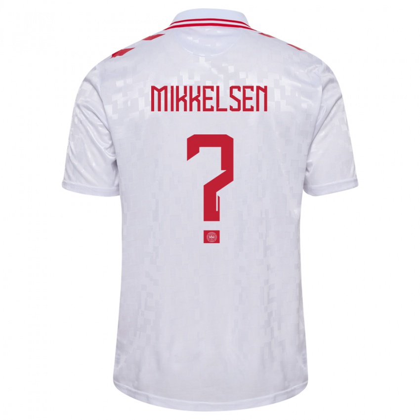 Kinderen Denemarken Sebastian Mikkelsen #0 Wit Uitshirt Uittenue 24-26 T-Shirt België