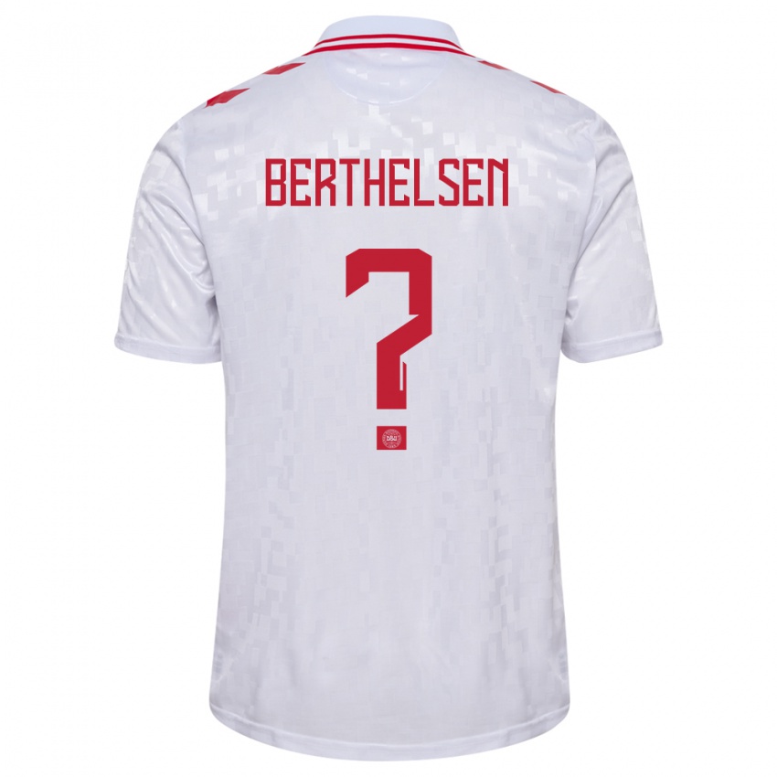 Kinder Dänemark Villum Berthelsen #0 Weiß Auswärtstrikot Trikot 24-26 T-Shirt Belgien
