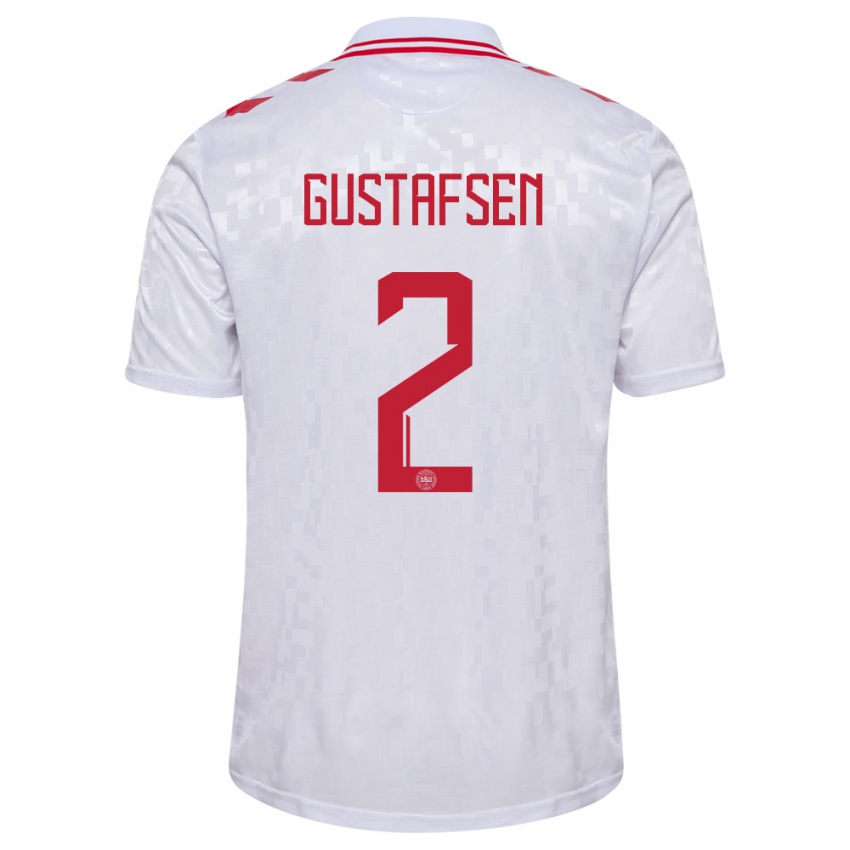 Kinder Dänemark Victor Gustafsen #2 Weiß Auswärtstrikot Trikot 24-26 T-Shirt Belgien