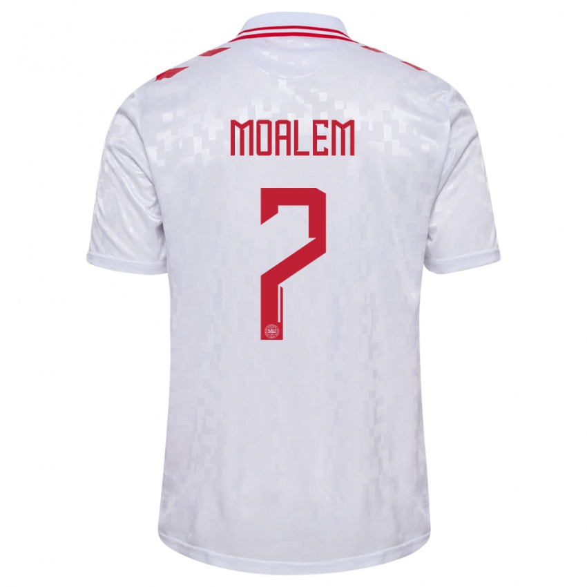 Kinderen Denemarken Jonathan Moalem #7 Wit Uitshirt Uittenue 24-26 T-Shirt België