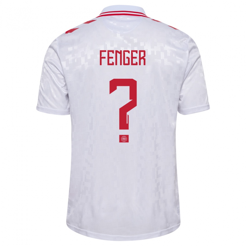 Kinder Dänemark Oskar Fenger #0 Weiß Auswärtstrikot Trikot 24-26 T-Shirt Belgien