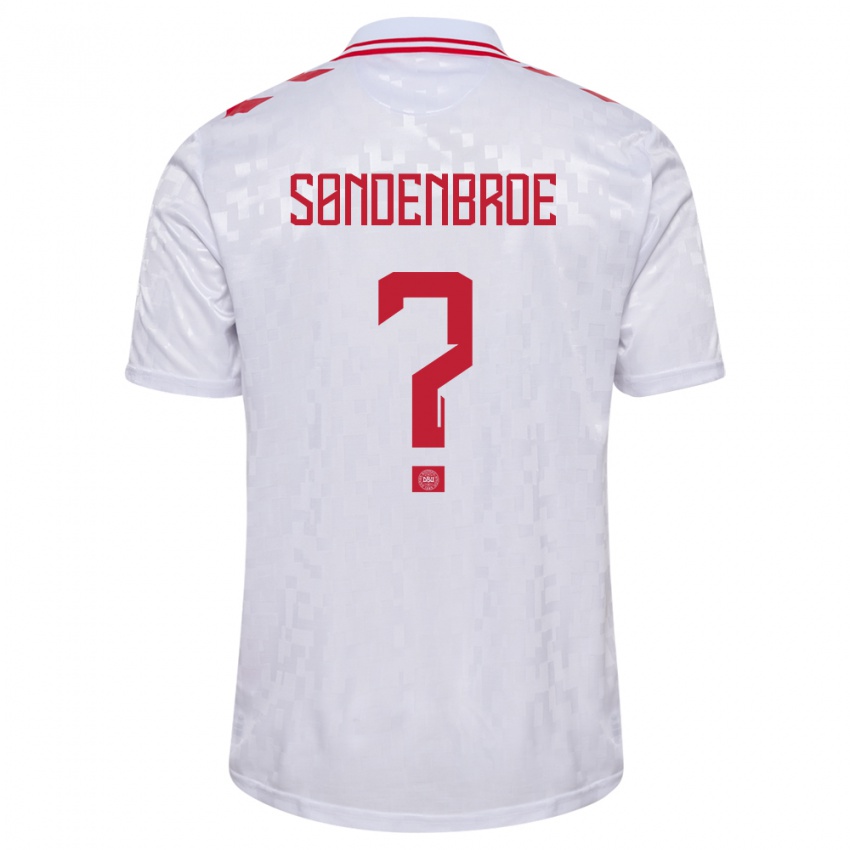 Kinderen Denemarken Andreas Søndenbroe #0 Wit Uitshirt Uittenue 24-26 T-Shirt België