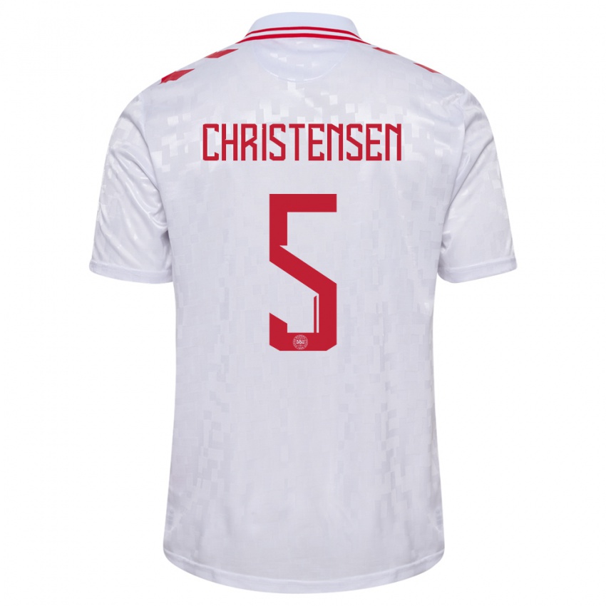 Kinderen Denemarken Aske Christensen #5 Wit Uitshirt Uittenue 24-26 T-Shirt België