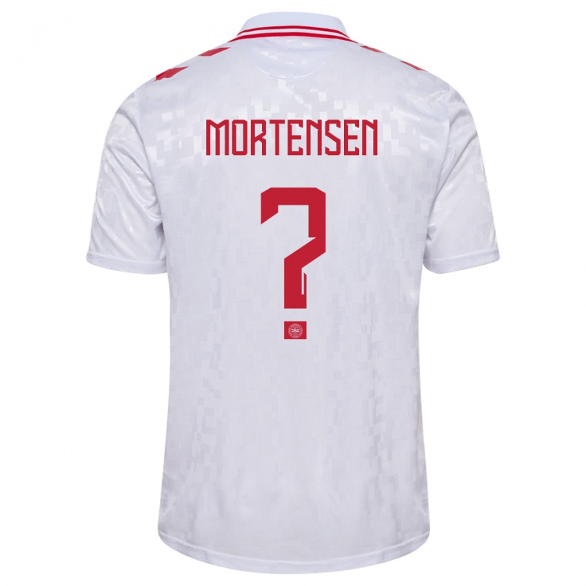 Kinderen Denemarken Malthe Mortensen #0 Wit Uitshirt Uittenue 24-26 T-Shirt België