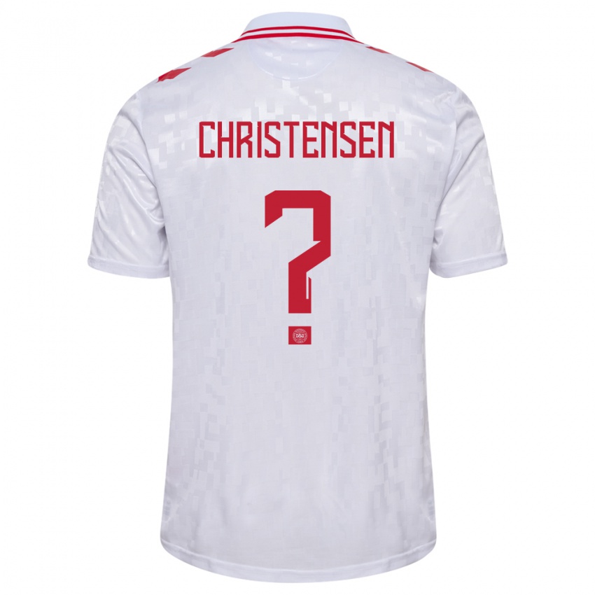 Kinderen Denemarken Sebastian Christensen #0 Wit Uitshirt Uittenue 24-26 T-Shirt België