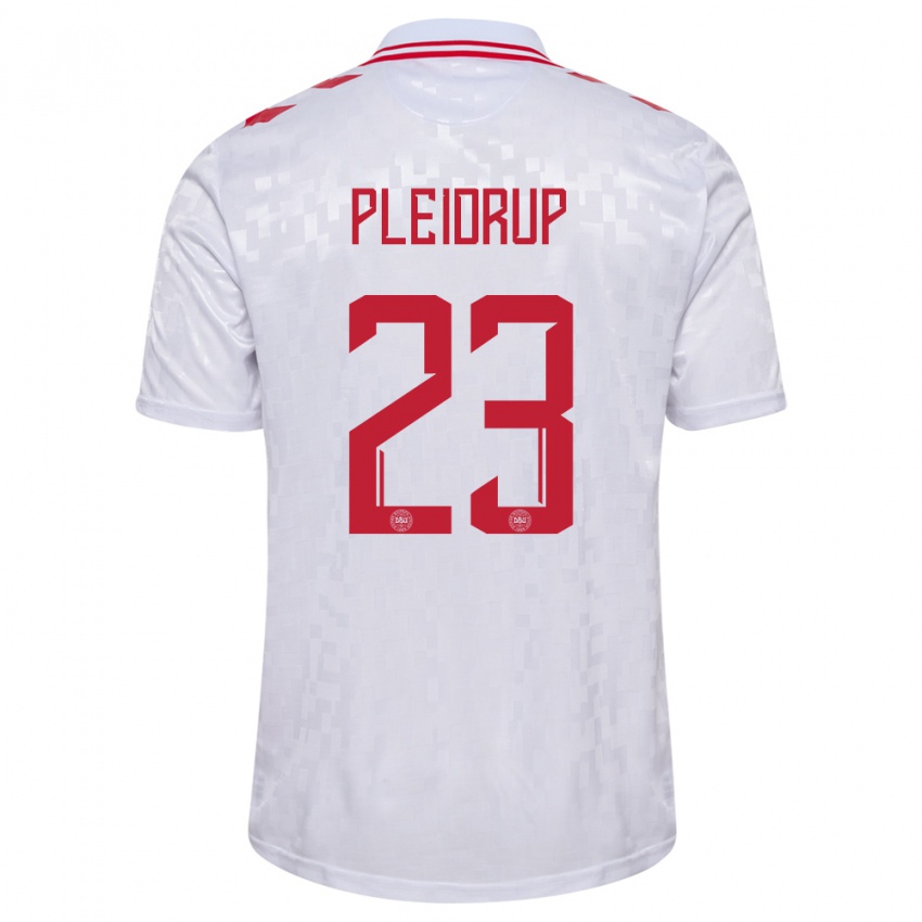 Kinder Dänemark Caroline Pleidrup #23 Weiß Auswärtstrikot Trikot 24-26 T-Shirt Belgien