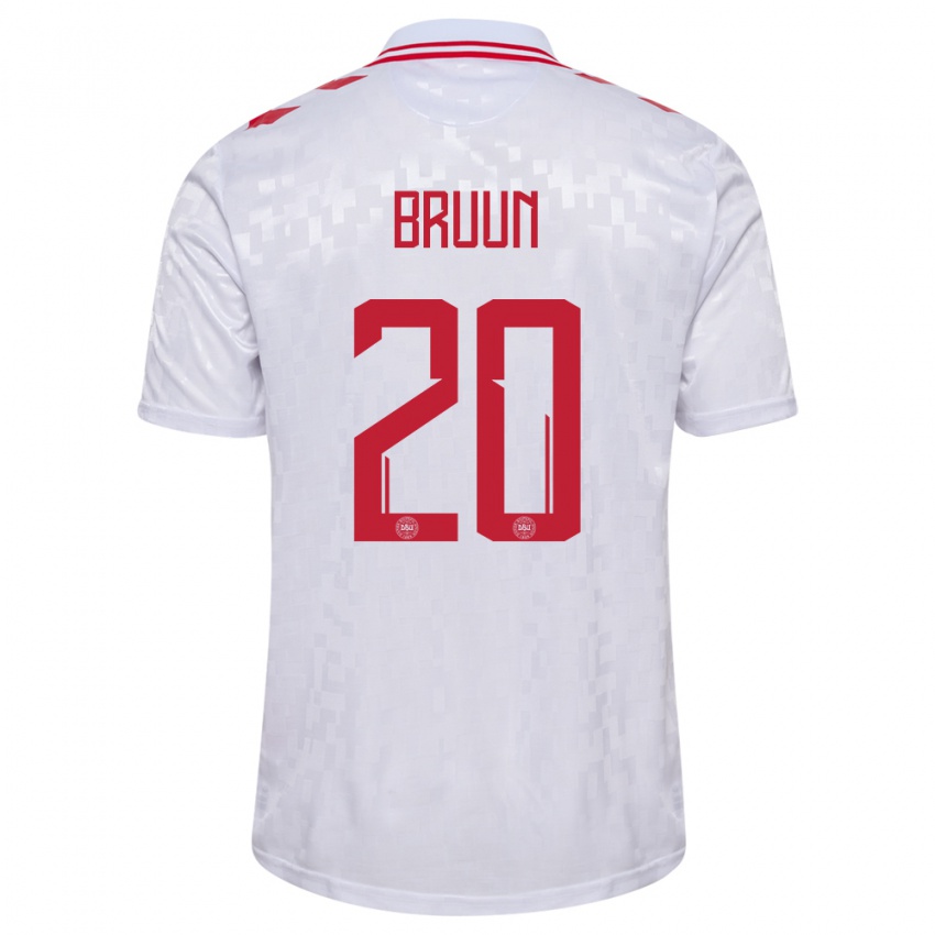 Kinder Dänemark Signe Bruun #20 Weiß Auswärtstrikot Trikot 24-26 T-Shirt Belgien