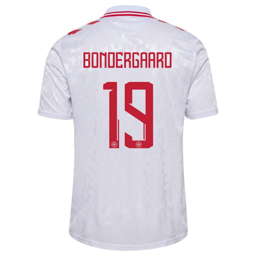 Kinder Dänemark Asbjorn Bondergaard #19 Weiß Auswärtstrikot Trikot 24-26 T-Shirt Belgien