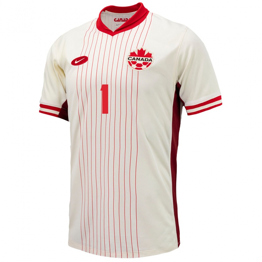 Kinder Kanada James Pantemis #1 Weiß Auswärtstrikot Trikot 24-26 T-Shirt Belgien