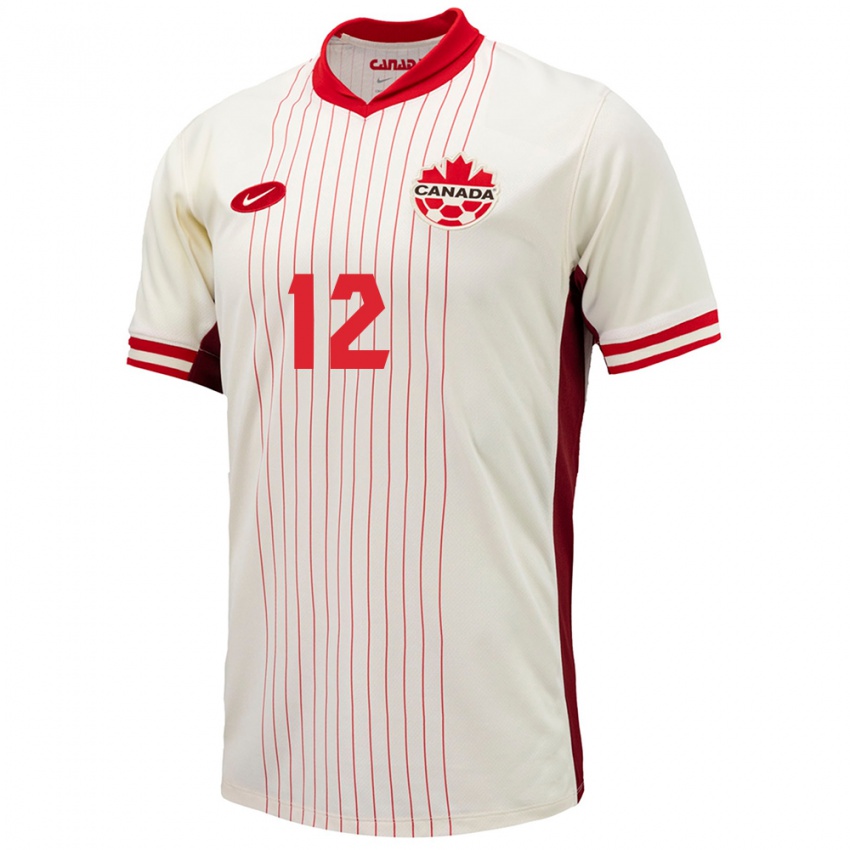 Kinder Kanada Mohamed Farsi #12 Weiß Auswärtstrikot Trikot 24-26 T-Shirt Belgien