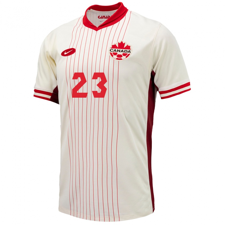 Kinder Kanada Liam Millar #23 Weiß Auswärtstrikot Trikot 24-26 T-Shirt Belgien