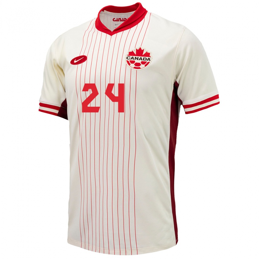 Kinder Kanada Evelyne Viens #24 Weiß Auswärtstrikot Trikot 24-26 T-Shirt Belgien