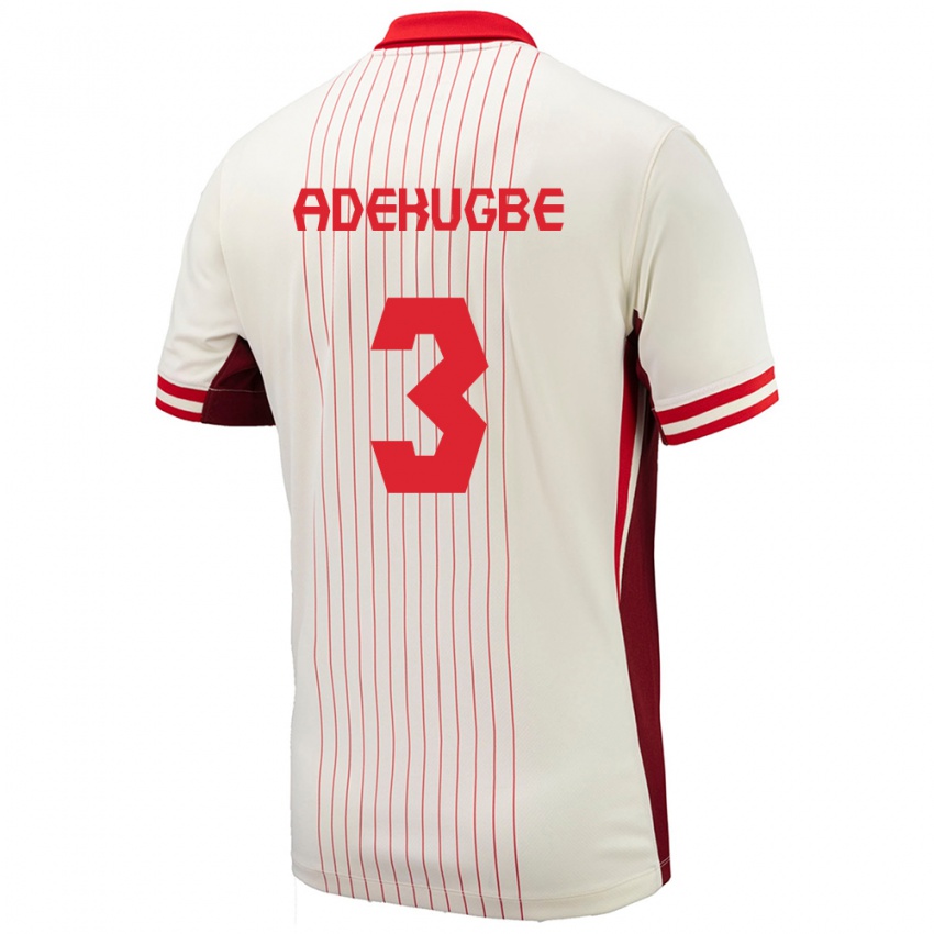 Kinder Kanada Samuel Adekugbe #3 Weiß Auswärtstrikot Trikot 24-26 T-Shirt Belgien