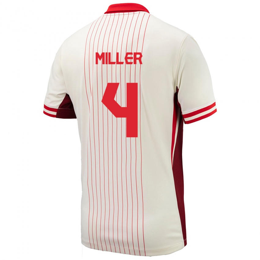 Kinder Kanada Kamal Miller #4 Weiß Auswärtstrikot Trikot 24-26 T-Shirt Belgien