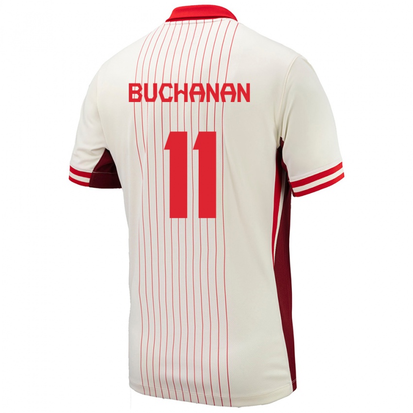 Kinder Kanada Tajon Buchanan #11 Weiß Auswärtstrikot Trikot 24-26 T-Shirt Belgien