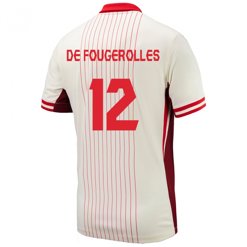 Kinder Kanada Luc De Fougerolles #12 Weiß Auswärtstrikot Trikot 24-26 T-Shirt Belgien