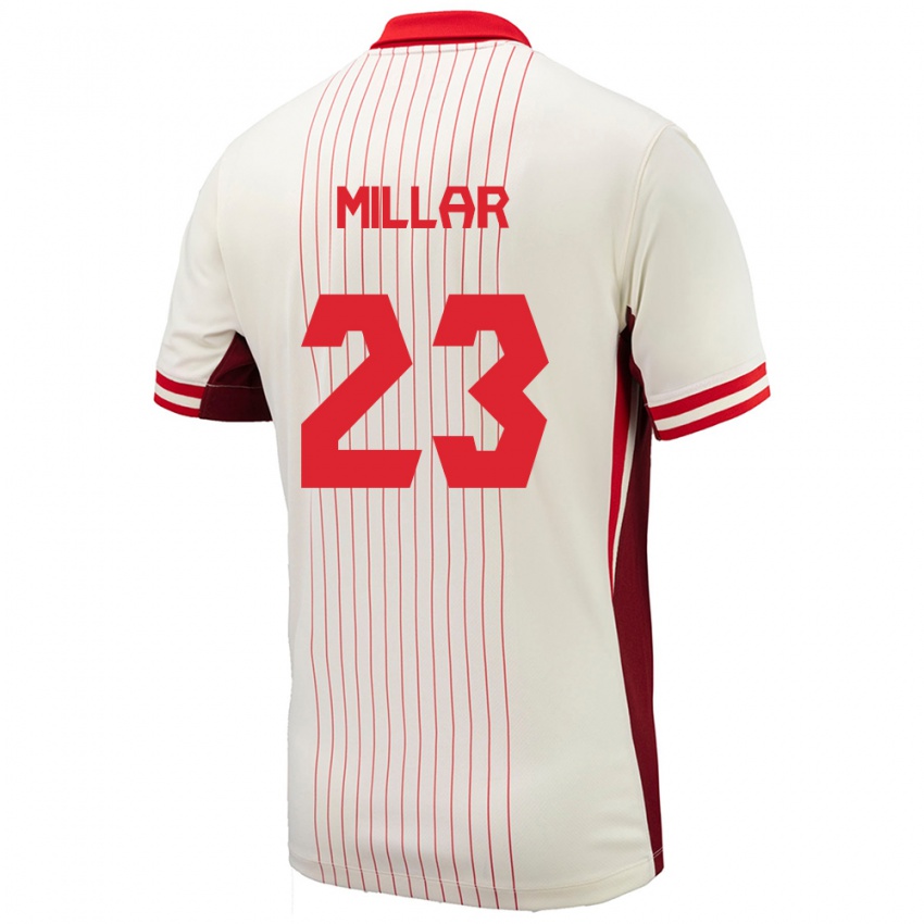 Enfant Maillot Canada Liam Millar #23 Blanc Tenues Extérieur 24-26 T-Shirt Belgique