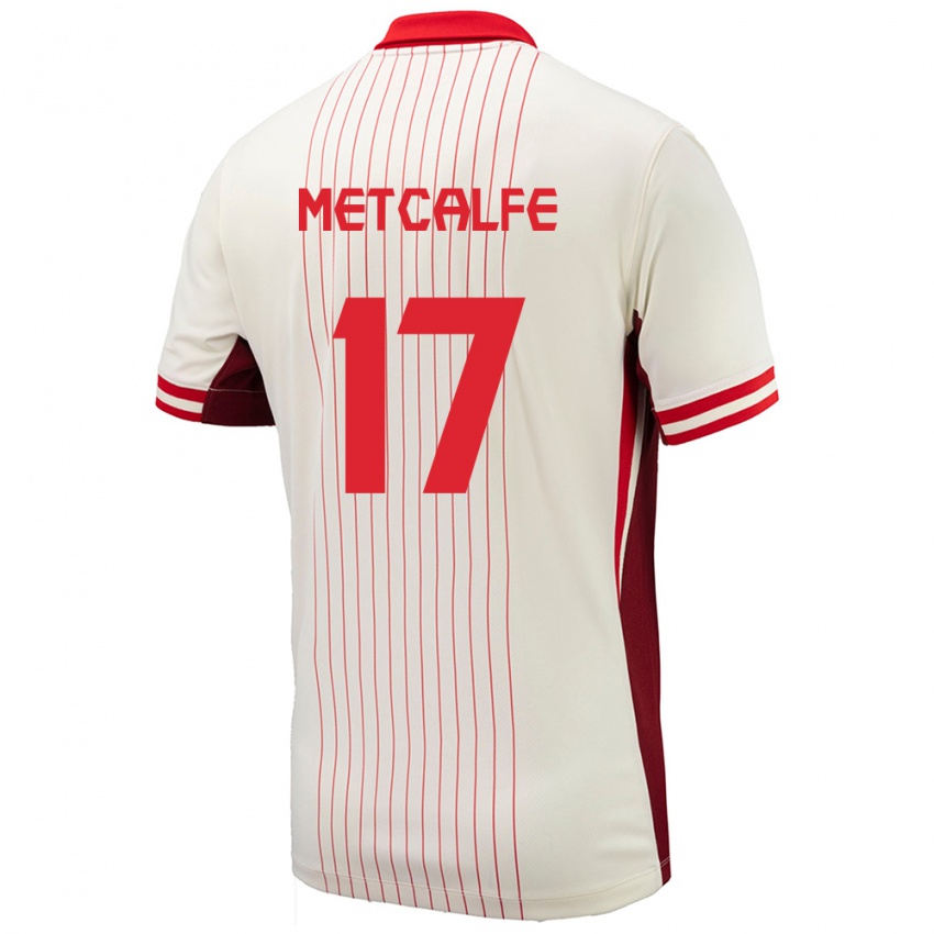 Kinder Kanada Patrick Metcalfe #17 Weiß Auswärtstrikot Trikot 24-26 T-Shirt Belgien