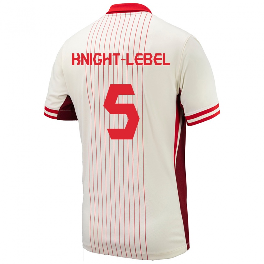 Kinder Kanada Jamie Knight Lebel #5 Weiß Auswärtstrikot Trikot 24-26 T-Shirt Belgien