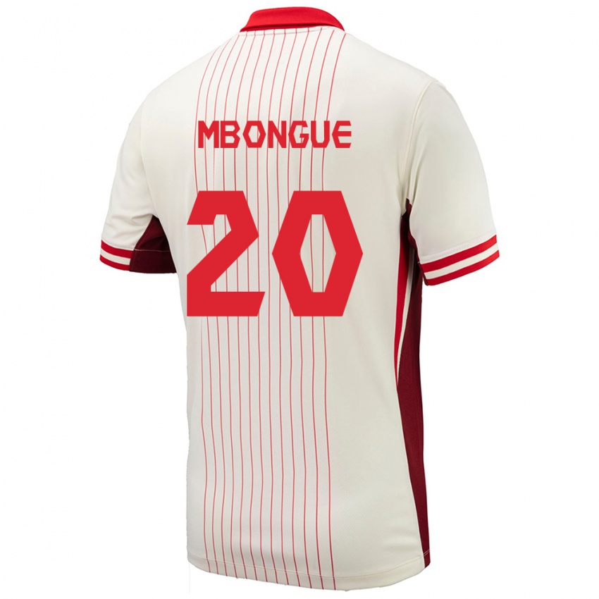 Enfant Maillot Canada Hugo Mbongue #20 Blanc Tenues Extérieur 24-26 T-Shirt Belgique