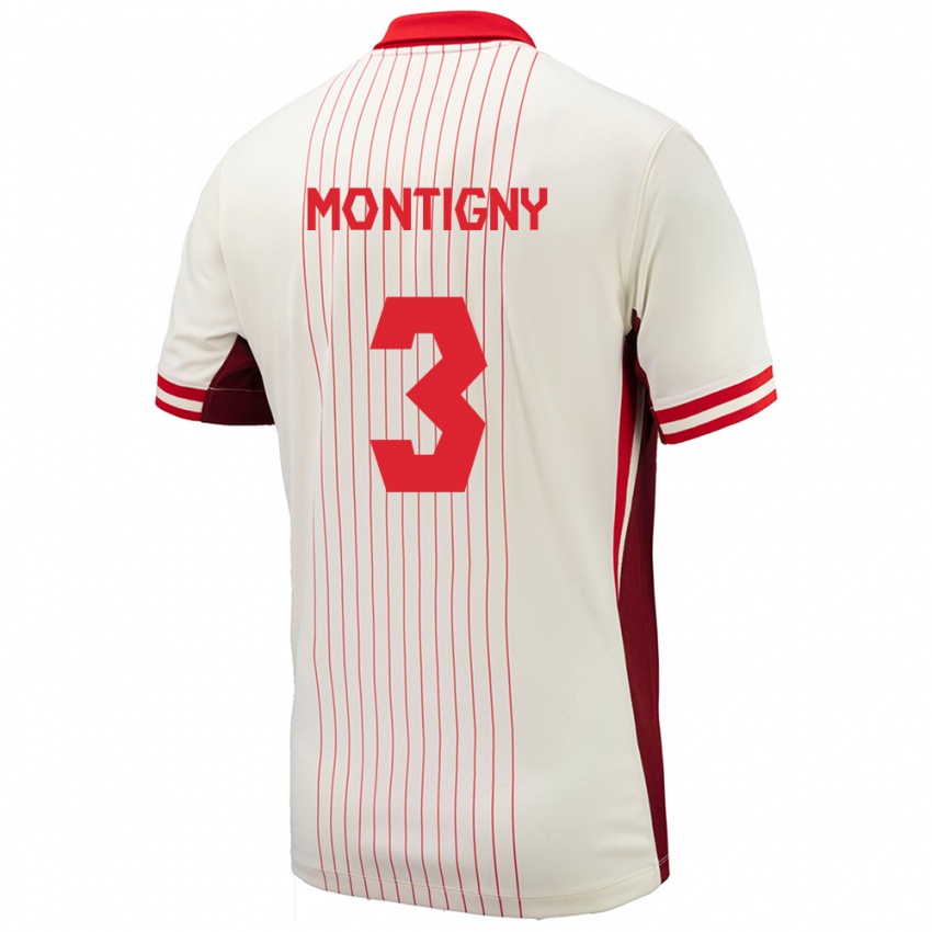 Kinder Kanada Gaël De Montigny #3 Weiß Auswärtstrikot Trikot 24-26 T-Shirt Belgien