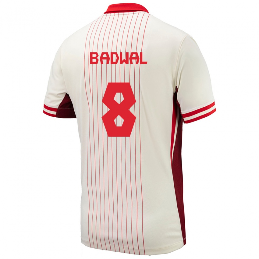 Kinder Kanada Jeevan Badwal #8 Weiß Auswärtstrikot Trikot 24-26 T-Shirt Belgien