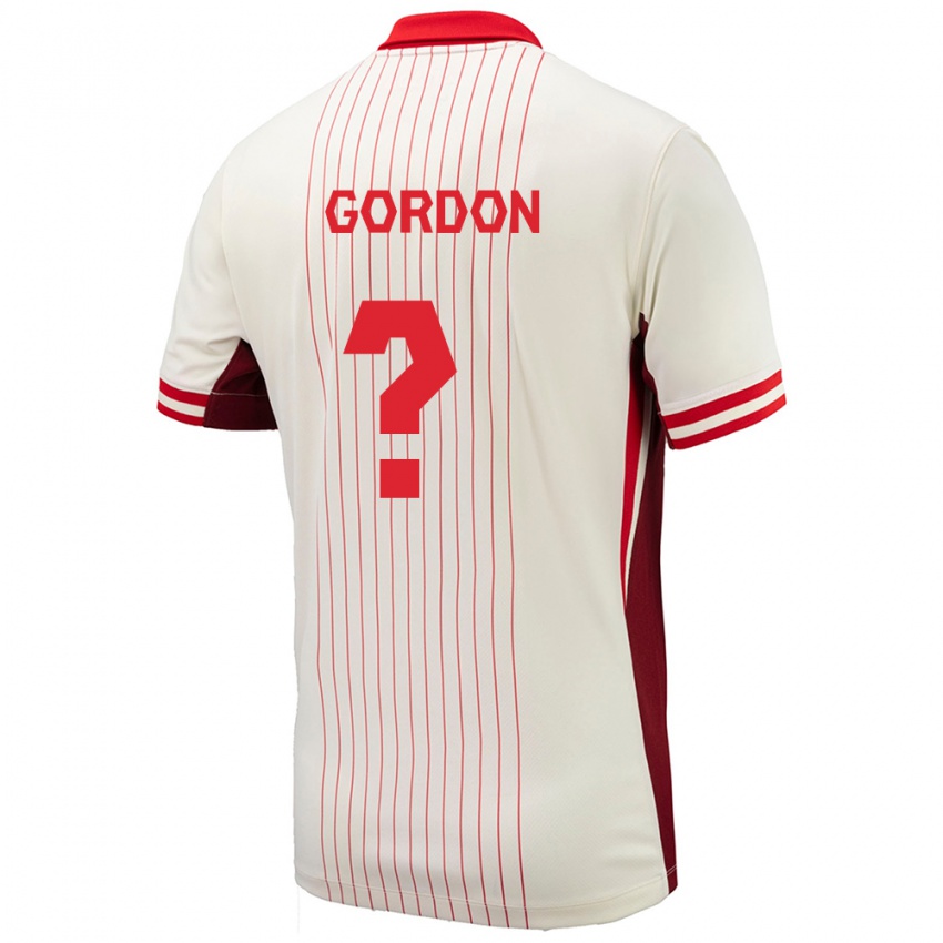 Kinder Kanada Joshua Gordon #0 Weiß Auswärtstrikot Trikot 24-26 T-Shirt Belgien