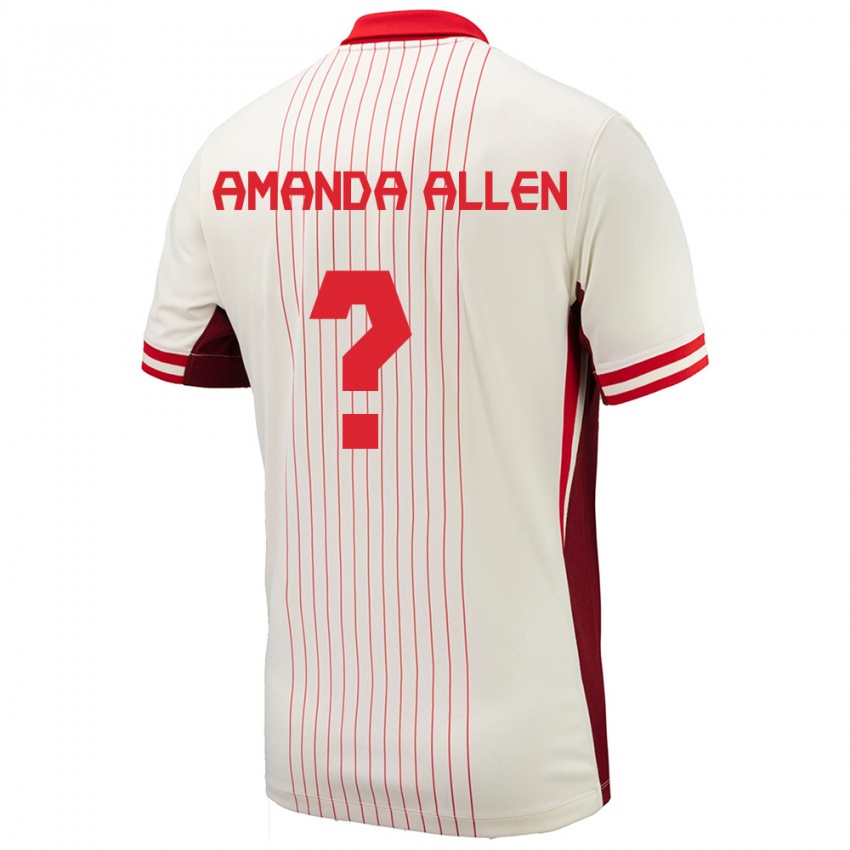 Kinder Kanada Amanda Allen #0 Weiß Auswärtstrikot Trikot 24-26 T-Shirt Belgien