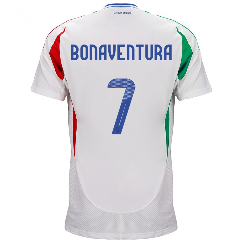 Kinder Italien Giacomo Bonaventura #7 Weiß Auswärtstrikot Trikot 24-26 T-Shirt Belgien