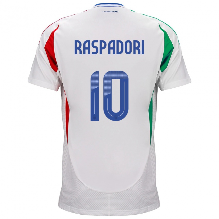 Kinder Italien Giacomo Raspadori #10 Weiß Auswärtstrikot Trikot 24-26 T-Shirt Belgien