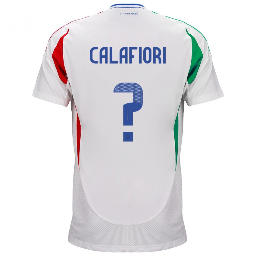 Kinder Italien Riccardo Calafiori #0 Weiß Auswärtstrikot Trikot 24-26 T-Shirt Belgien
