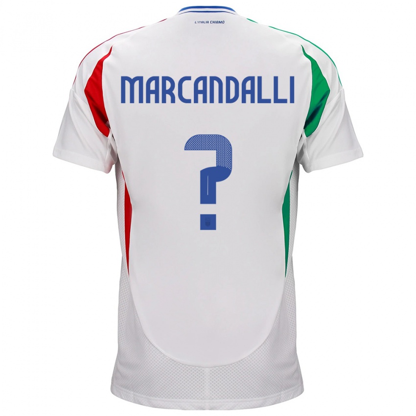 Kinder Italien Alessandro Marcandalli #0 Weiß Auswärtstrikot Trikot 24-26 T-Shirt Belgien