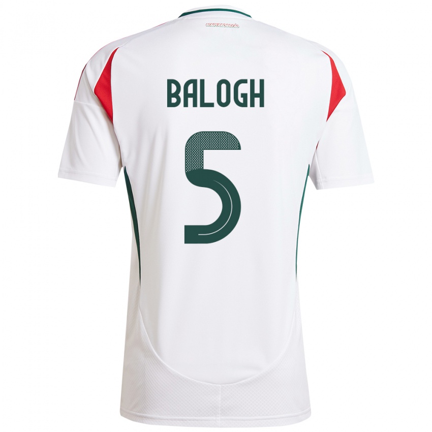 Enfant Maillot Hongrie Botond Balogh #5 Blanc Tenues Extérieur 24-26 T-Shirt Belgique