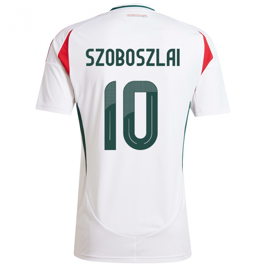Enfant Maillot Hongrie Dominik Szoboszlai #10 Blanc Tenues Extérieur 24-26 T-Shirt Belgique