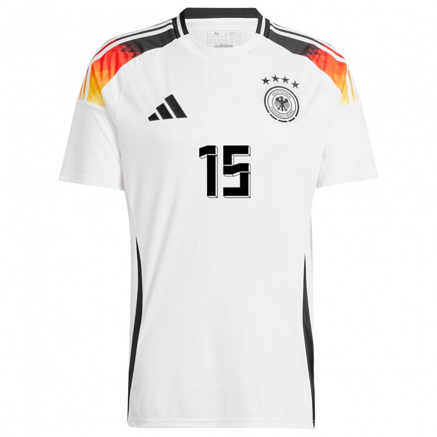 Heren Duitsland Joshua Quarshie #15 Wit Thuisshirt Thuistenue 24-26 T-Shirt België