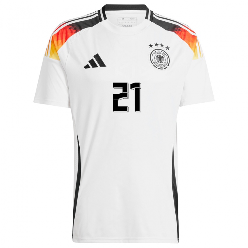 Herren Deutschland Faride Alidou #21 Weiß Heimtrikot Trikot 24-26 T-Shirt Belgien