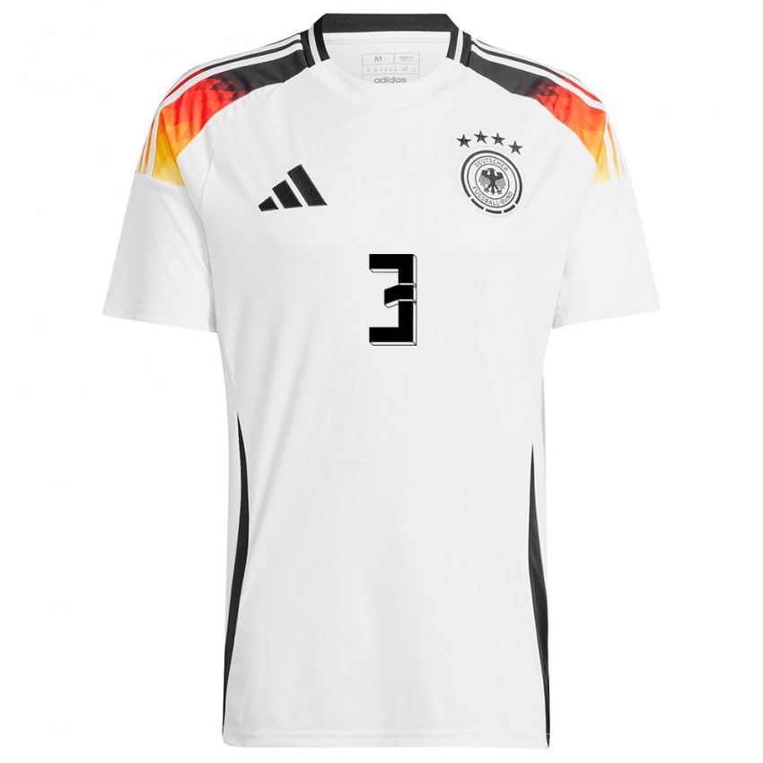 Herren Deutschland David Raum #3 Weiß Heimtrikot Trikot 24-26 T-Shirt Belgien