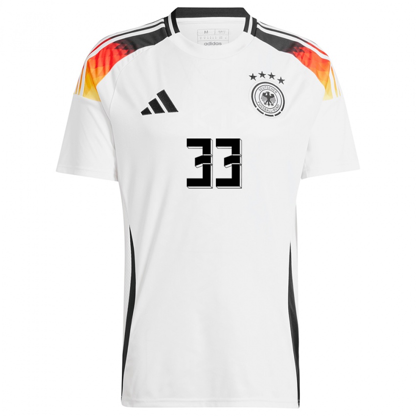 Herren Deutschland Fabienne Dongus #33 Weiß Heimtrikot Trikot 24-26 T-Shirt Belgien