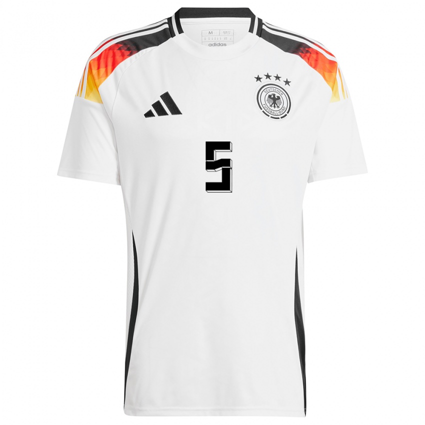 Herren Deutschland Maximilian Bauer #5 Weiß Heimtrikot Trikot 24-26 T-Shirt Belgien