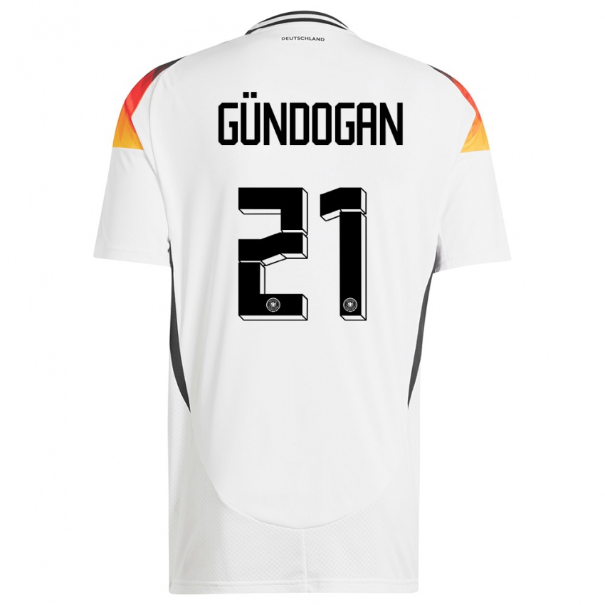 Homme Maillot Allemagne Ilkay Gundogan #21 Blanc Tenues Domicile 24-26 T-Shirt Belgique