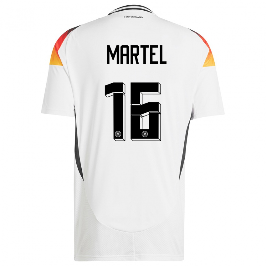 Herren Deutschland Eric Martel #16 Weiß Heimtrikot Trikot 24-26 T-Shirt Belgien