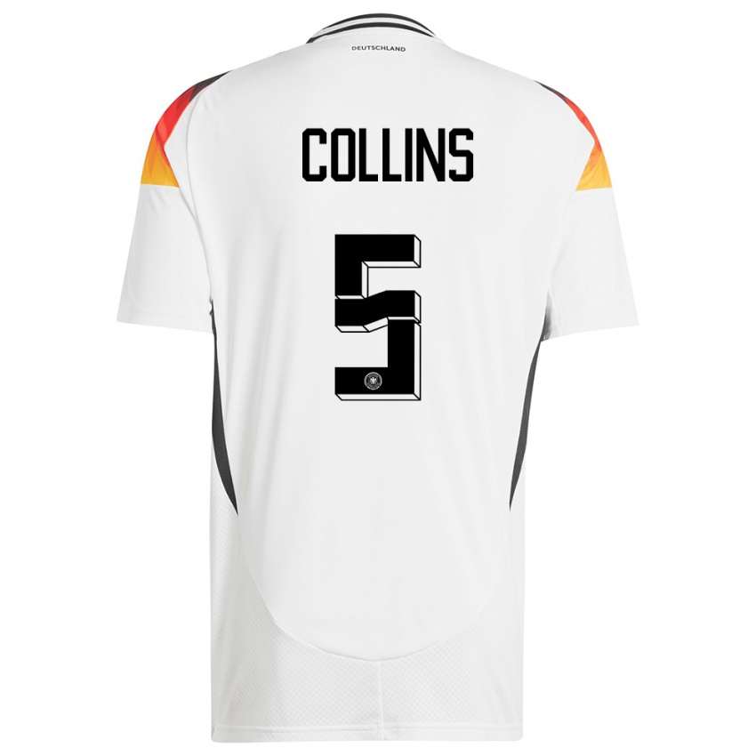 Heren Duitsland Nnamdi Collins #5 Wit Thuisshirt Thuistenue 24-26 T-Shirt België