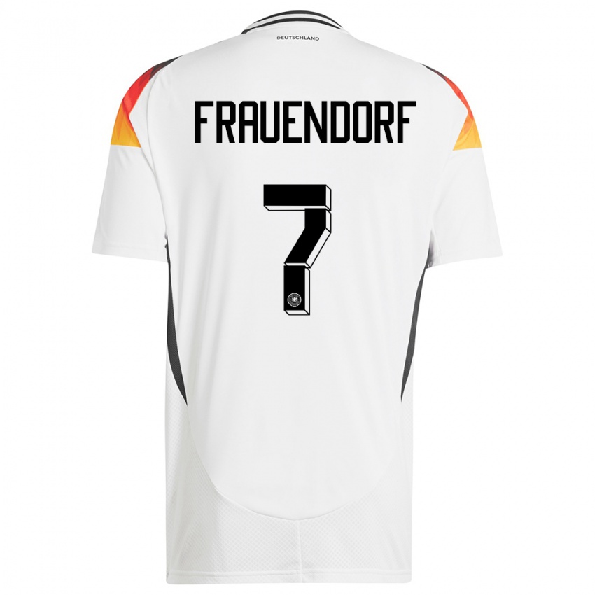 Herren Deutschland Melkamu Frauendorf #7 Weiß Heimtrikot Trikot 24-26 T-Shirt Belgien